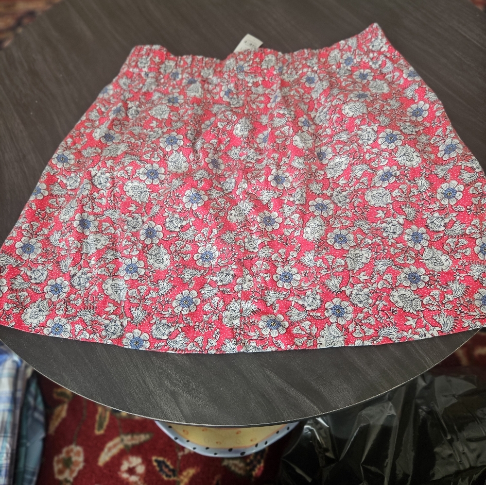 Loft Red And White Floral Skirt